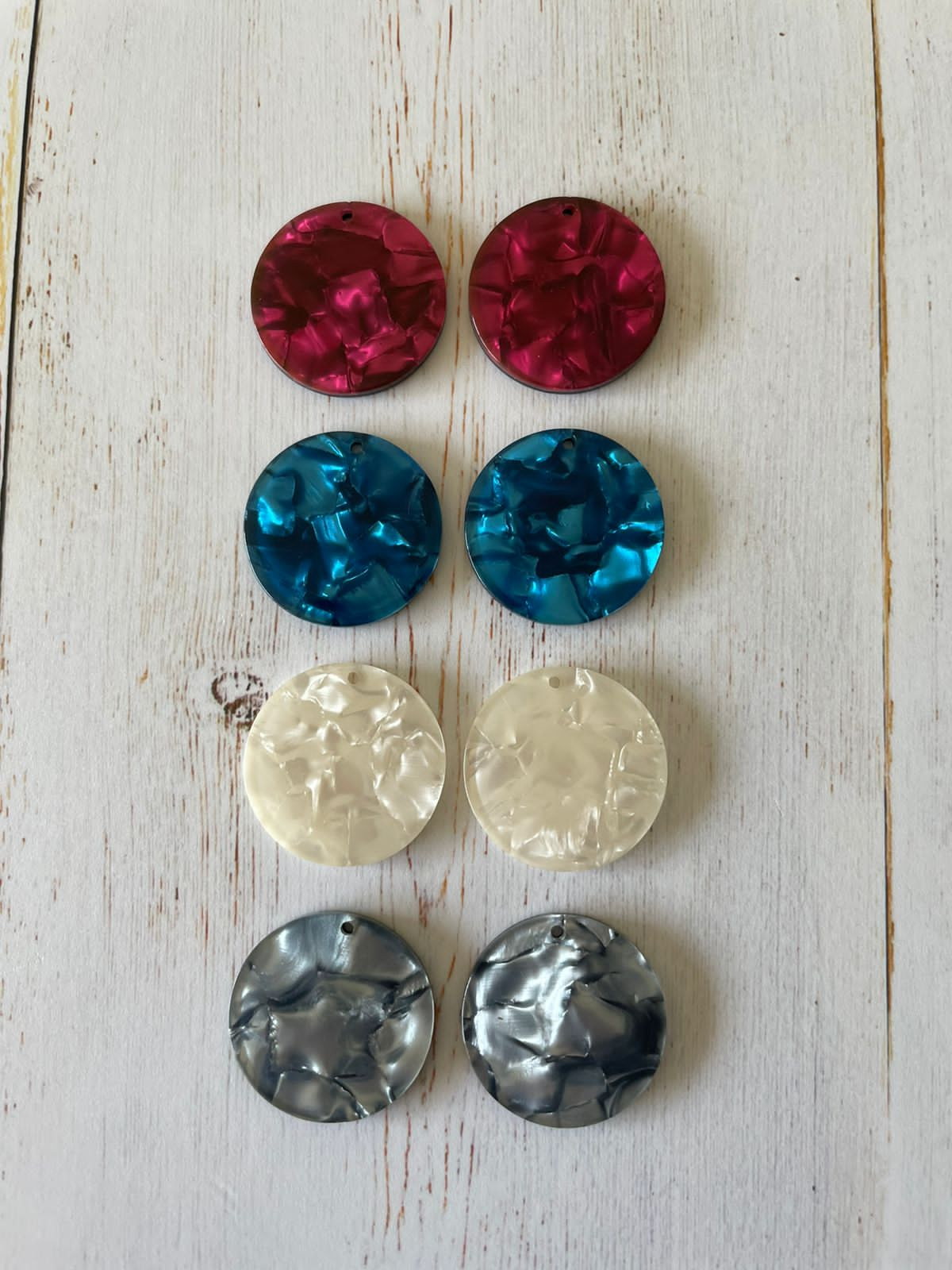 Acetate Resin Pendant Flat Round ( 1 Pair)