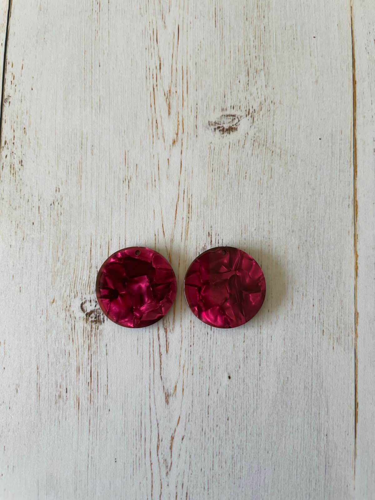 Acetate Resin Pendant Flat Round ( 1 Pair)