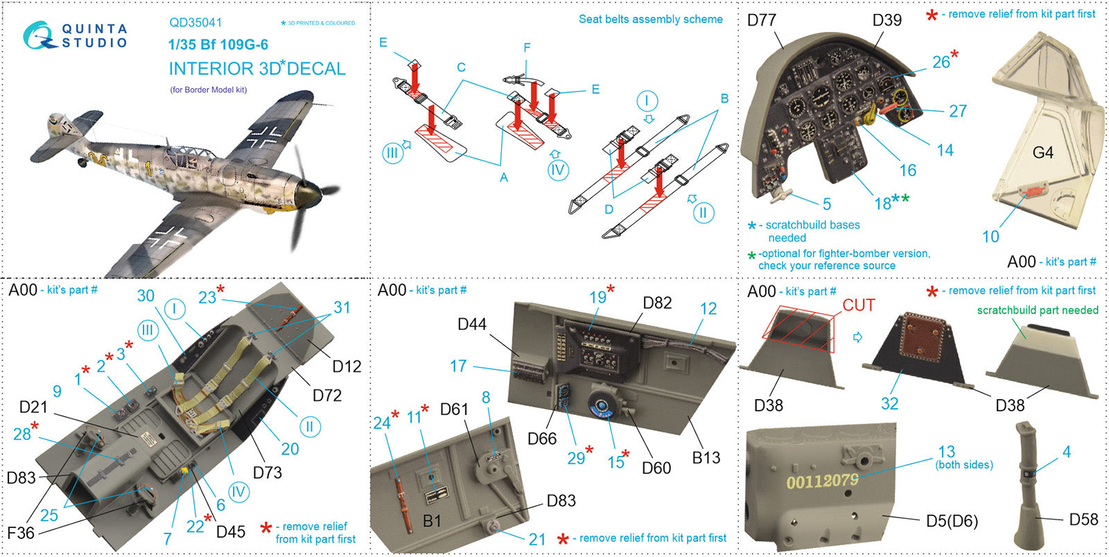 Quinta Studio - 1/35 Bf 109G-6 QD35041 for Border Model kit