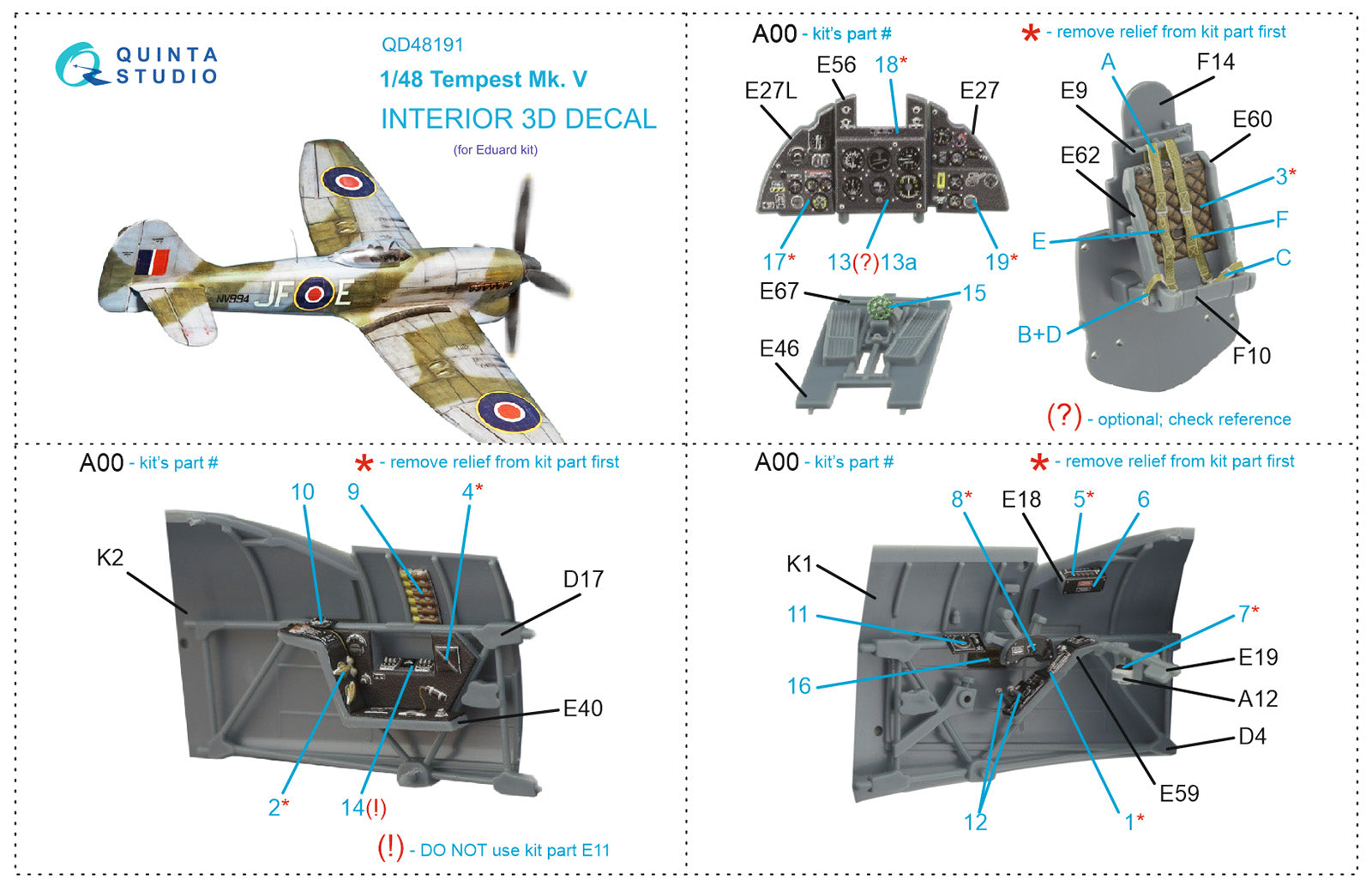 Quinta Studio - 1/48 Tempest Mk.V - QD48191 for Eduard kit