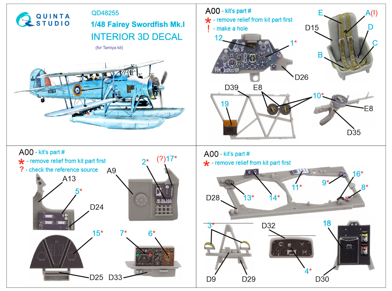 Quinta Studio - 1/48 Swordfish Mk.l QD48255 for Tamiya kit