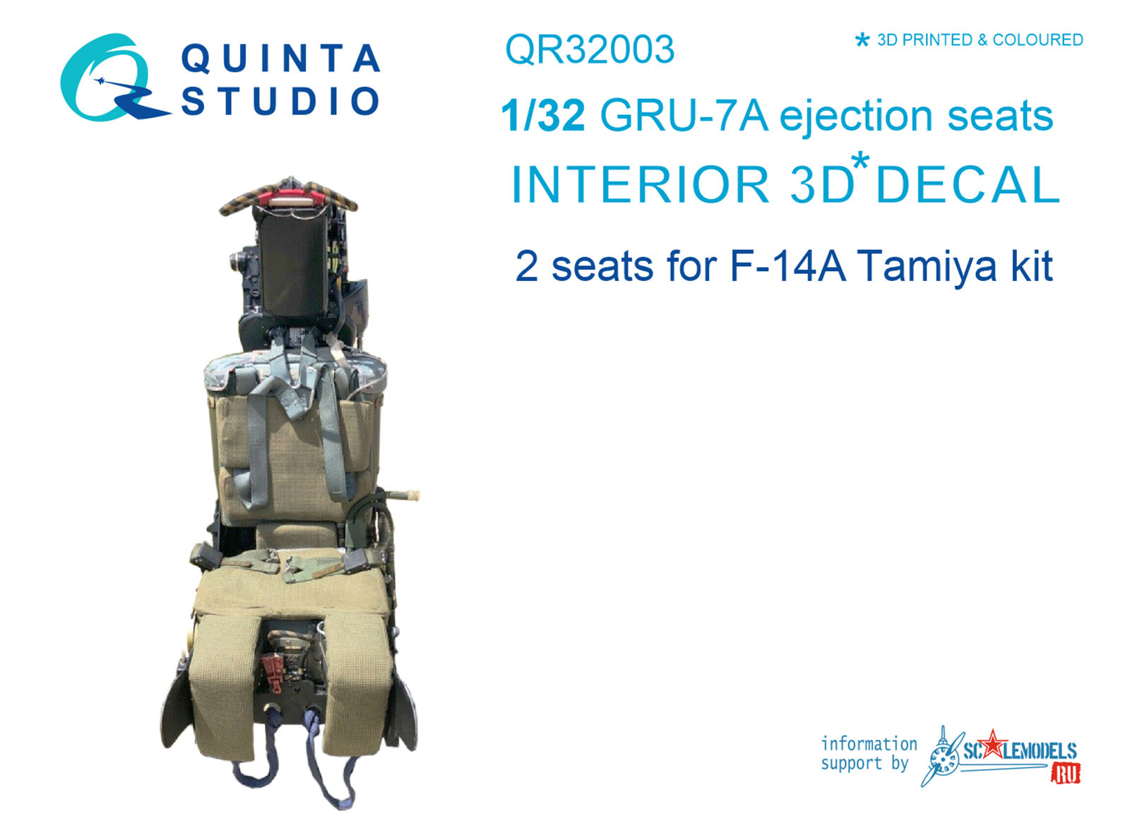 Quinta Studio - 1/32 GRU-7A ejection seats for F-14A (2 pieces) QR32003 for Tamiya kit