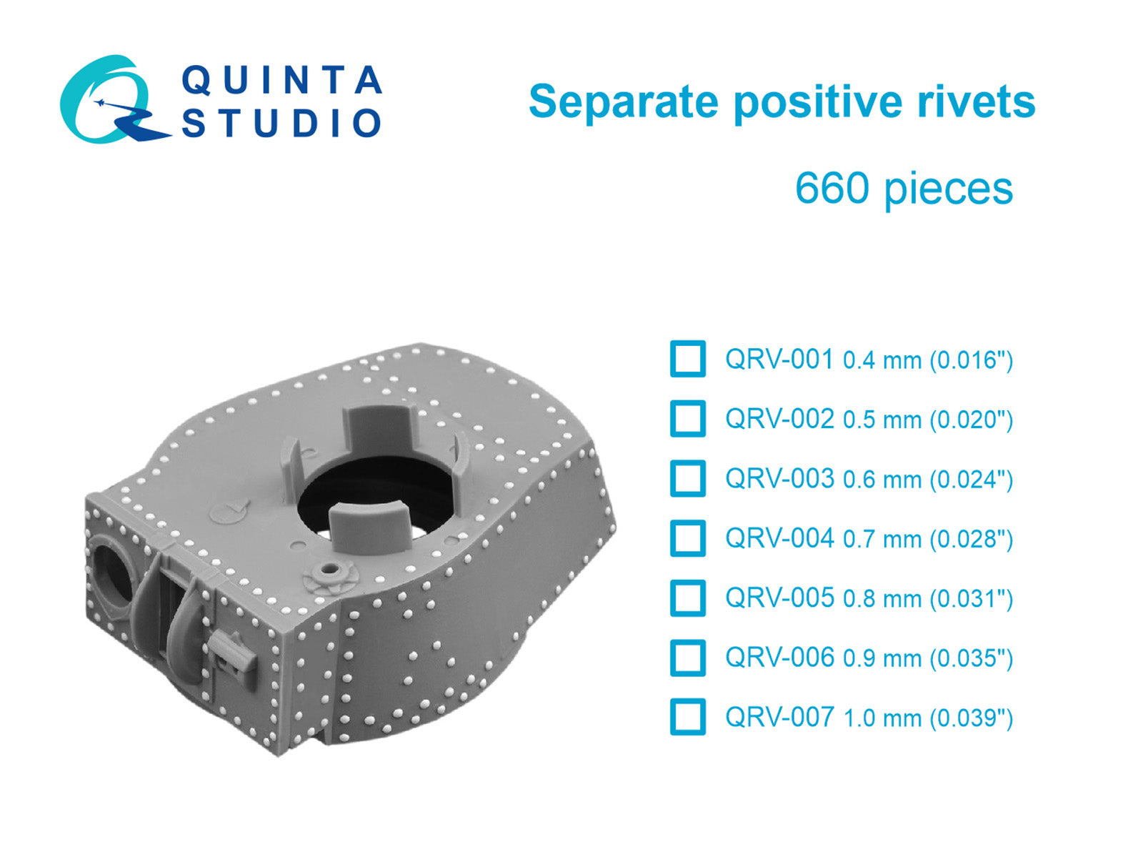 Quinta Studio - Separate positive rivets, 1.0mm (0.039") 660 pcs QRV-007