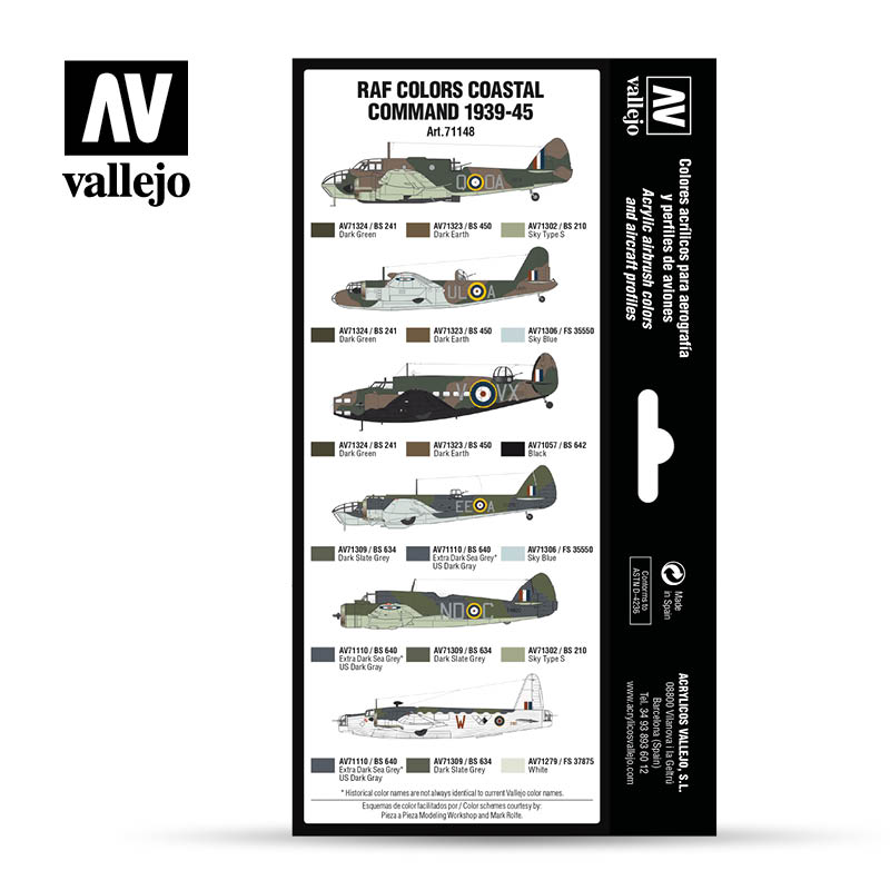 71.148  - RAF Colors Coastal Command 1939 - 1945 Vallejo Model Air Set