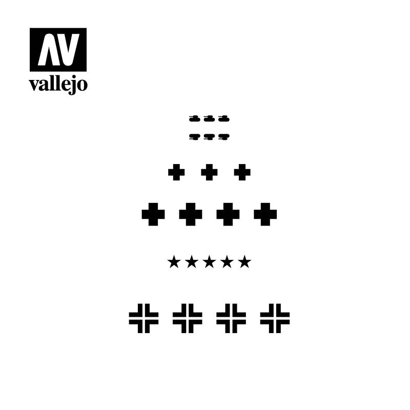 ST-AFV001 - Vallejo Hobby Stencils - WWII German Battle Tank Badges SCALE 1/35