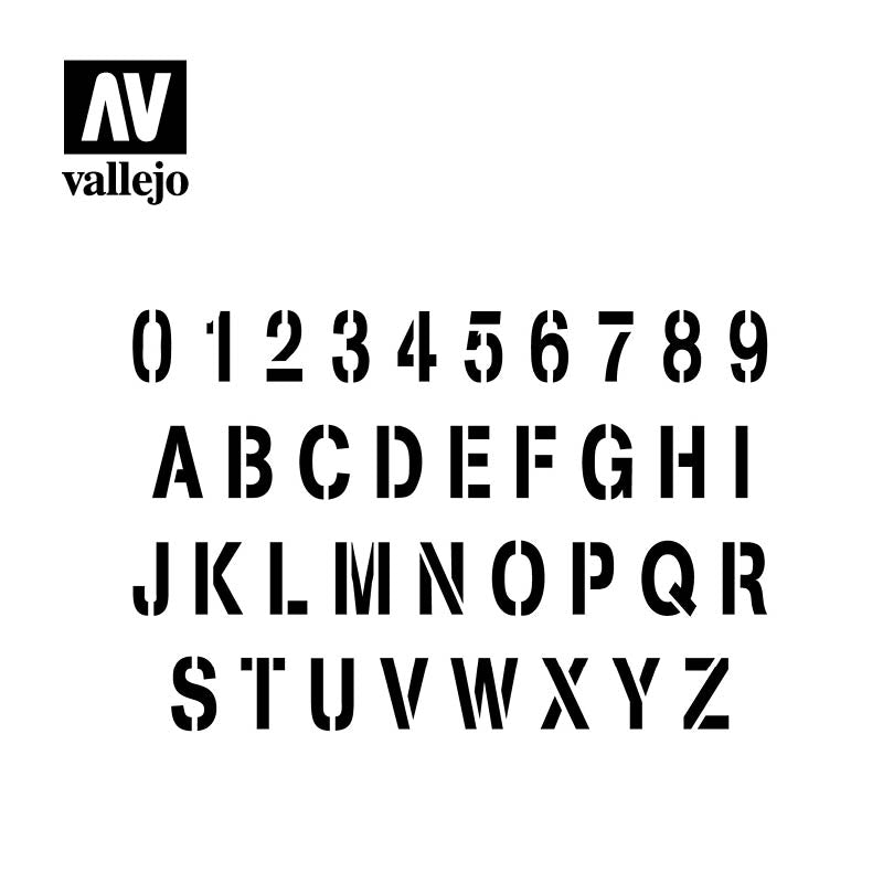 ST-LET002 - Vallejo Hobby Stencils - Stamping Alphabet- SCALE 1/35