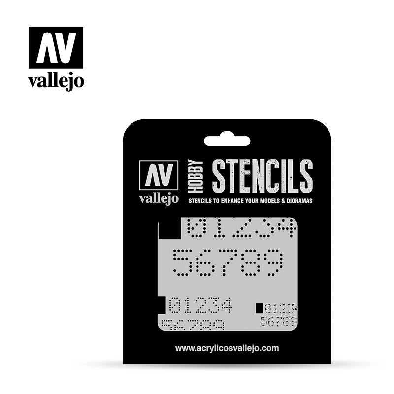 ST-SF004 - Vallejo Hobby Stencils - Digital Numbers
