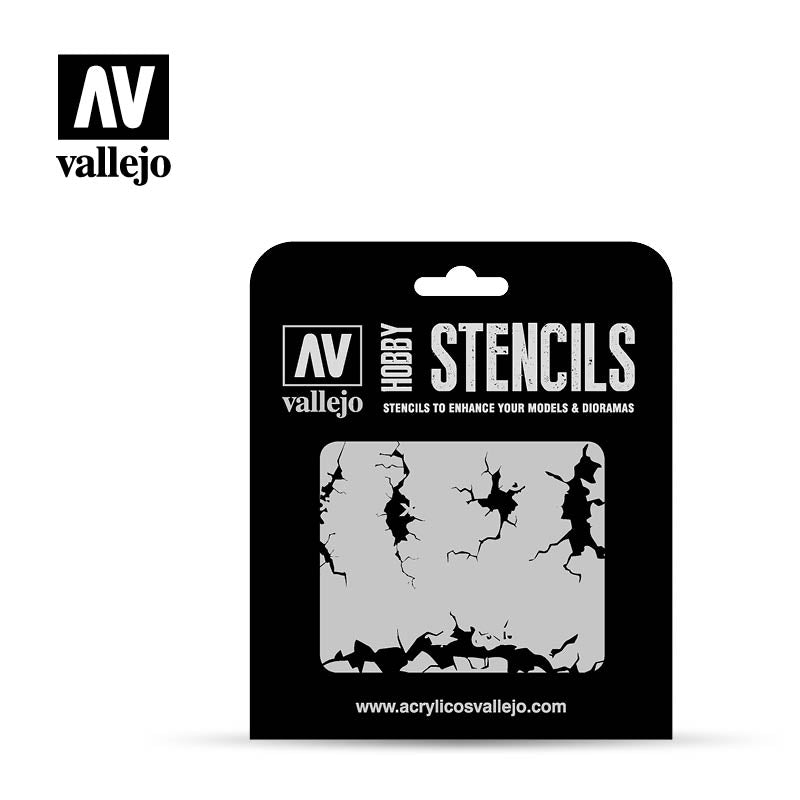 ST-TX001 - Vallejo Hobby Stencils - Cracked wall - 1/35