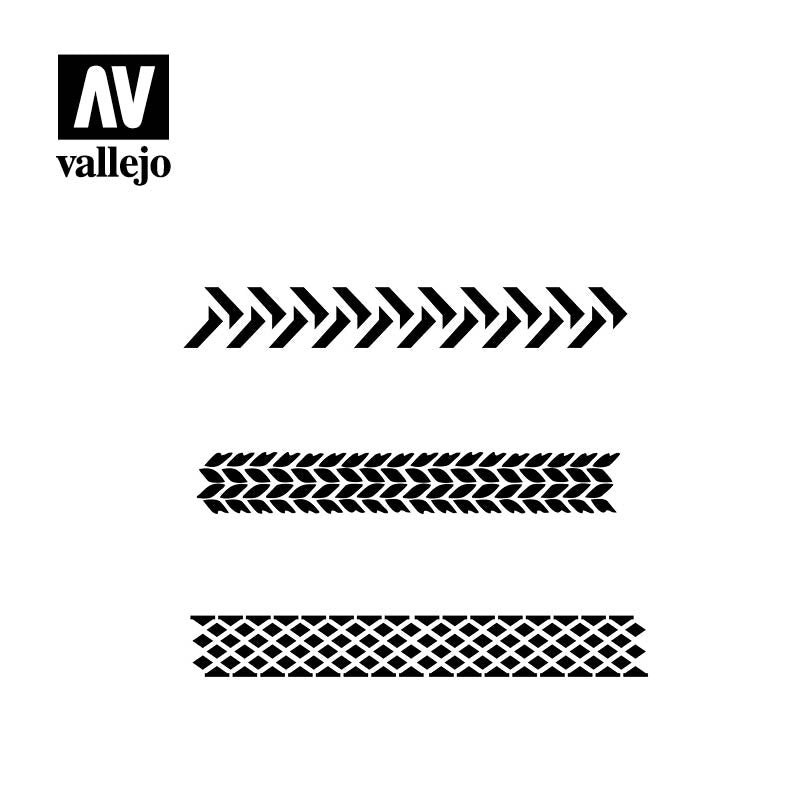 ST-TX002 - Vallejo Hobby Stencils - Tire Wheels - 1/35