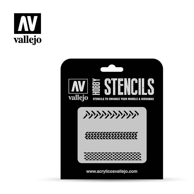 ST-TX002 - Vallejo Hobby Stencils - Tire Wheels - 1/35