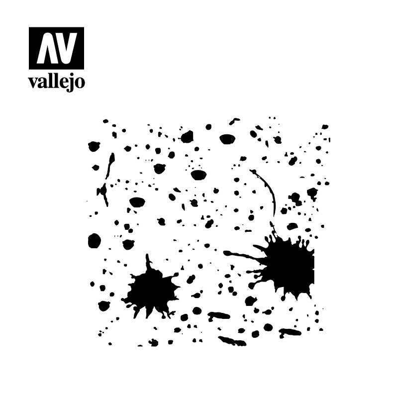 ST-TX003 - Vallejo Hobby Stencils - Splashes and Stains - 1/35