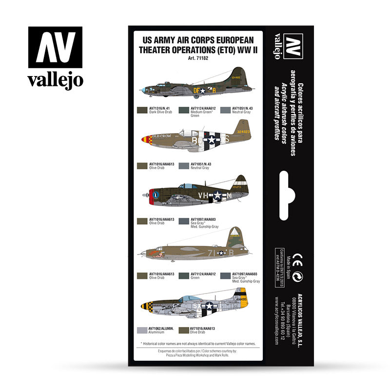 71.182 US Army Air Corps European Theatre OP (ETO) WWII - Vallejo Model Air Set
