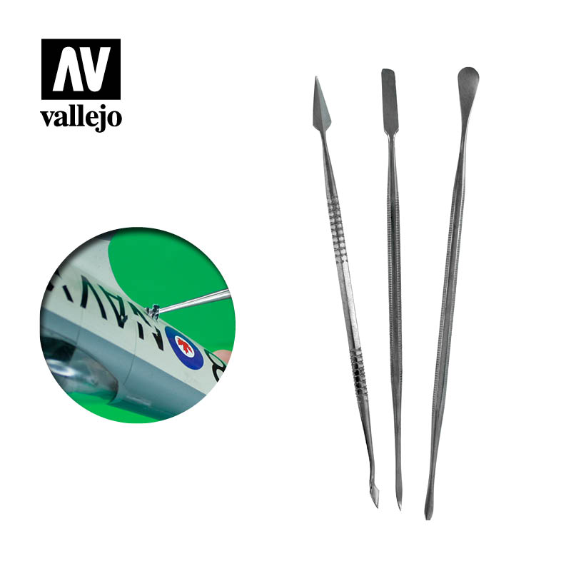 T02002 - SET OF 3 Stainless Steel Carvers - Vallejo Tools - Supernova Studio