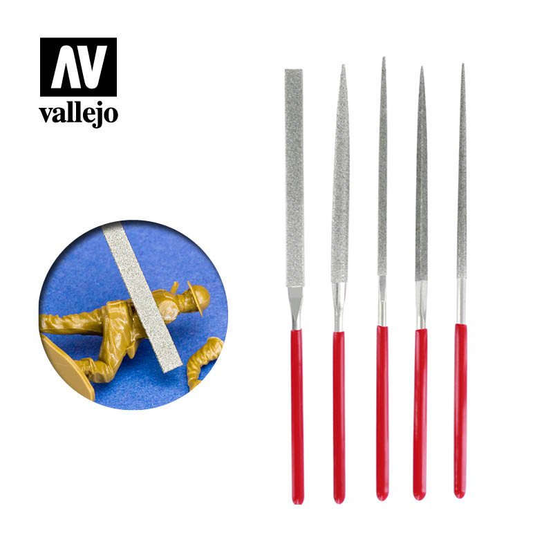 T03002 - SET OF 5 Diamond Needle Files  - Vallejo Tools - Supernova Studio