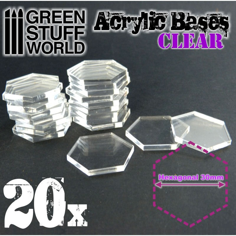 9844 - Acrylic Hexagonal Base 30 mm (Light Blue in color) x 20
