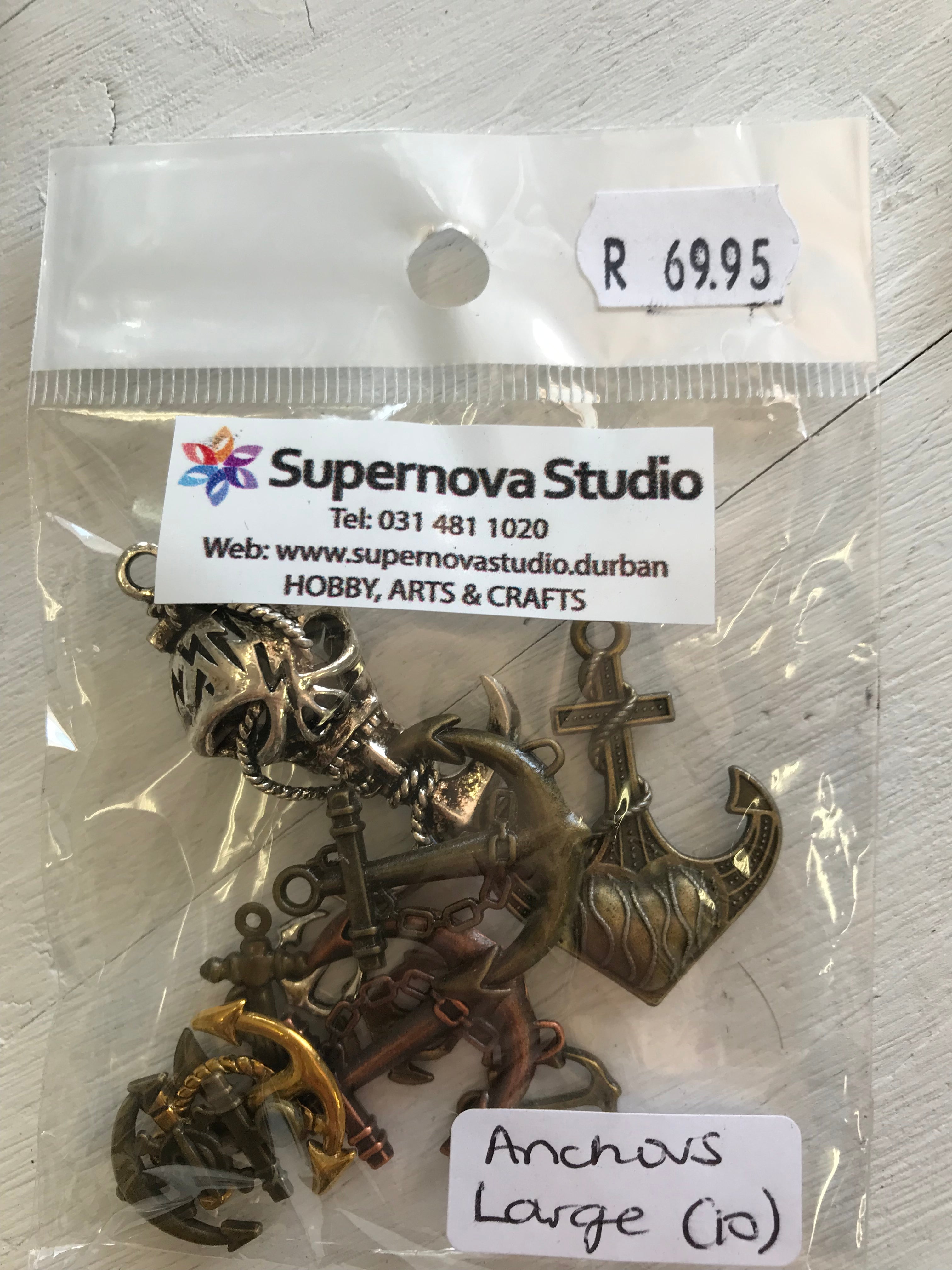 Steampunk Anchor Beads (Large) - 10 pcs