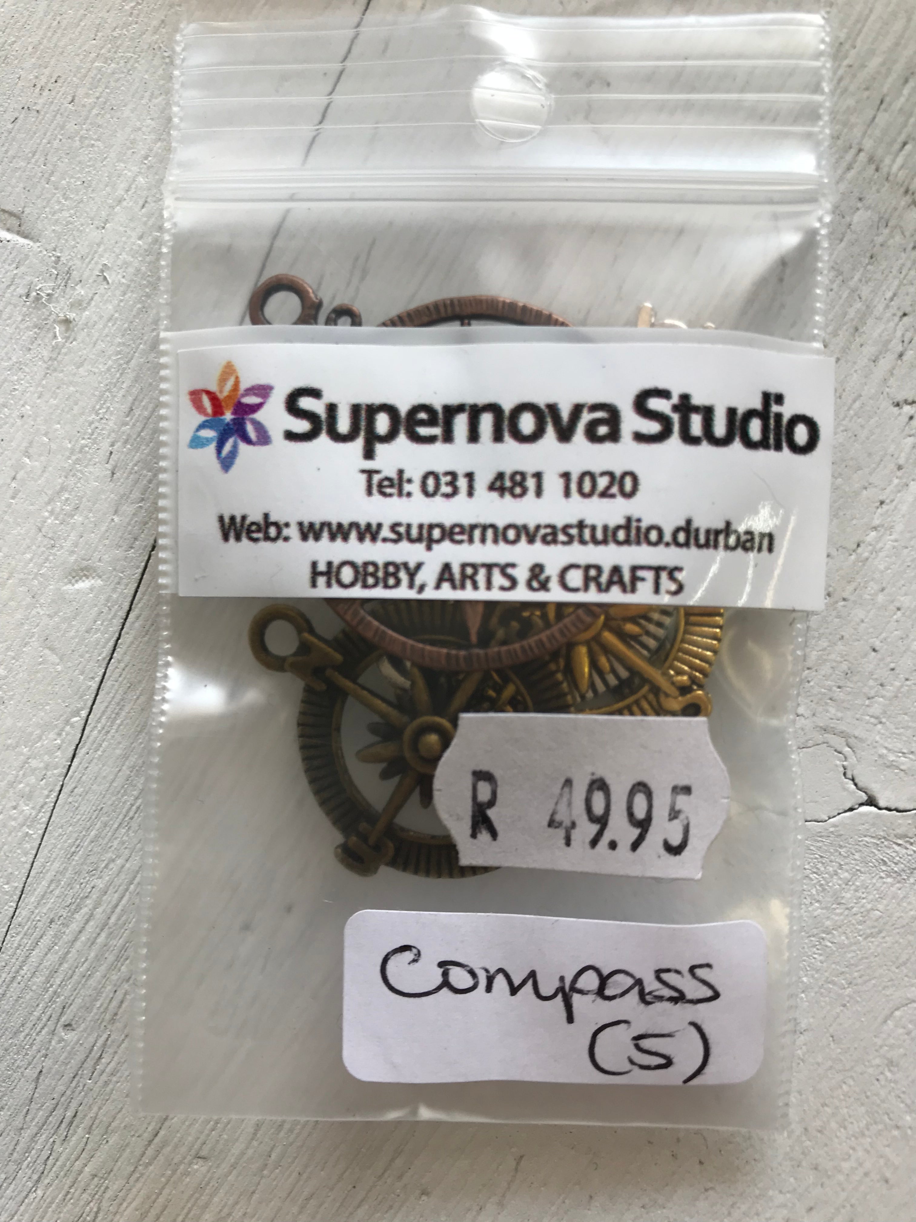 Compass Beads  - 5 pcs