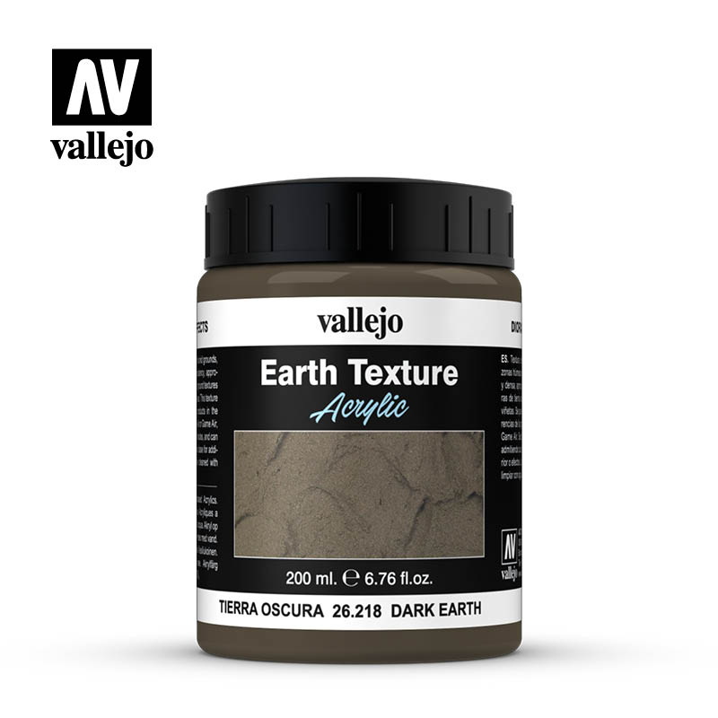 26.218 Earth Textures 218 - 200 ml -  Dark Earth - Vallejo Diorama Effects - Supernova Studio