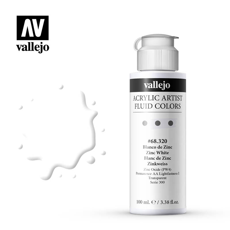 68.320 - Zinc White - 300 Series - Acrylic Artist Fluid Color - 100 ml