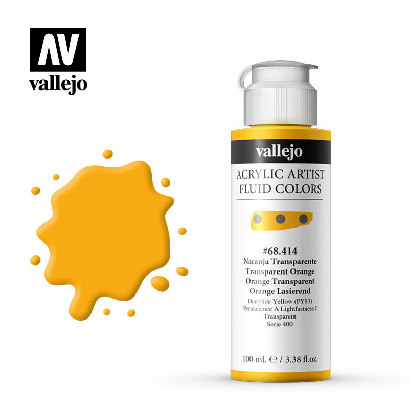 68.414 Transparent Orange - 400 Series - Acrylic Artist Fluid Color - 100 ml