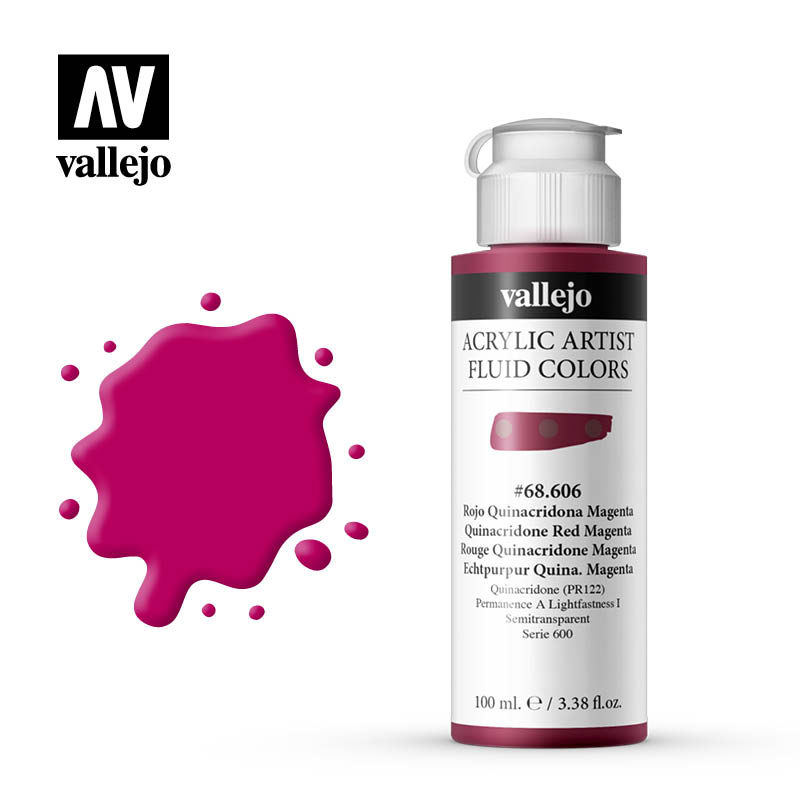 68.606 Quinacrd. Red Magenta - 600 Series - Acrylic Artist Fluid Color - 100 ml