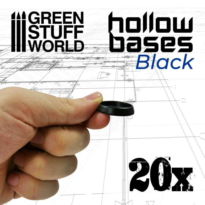 10900 - Plastic Round Hollow Base BLACK 25 mm x20