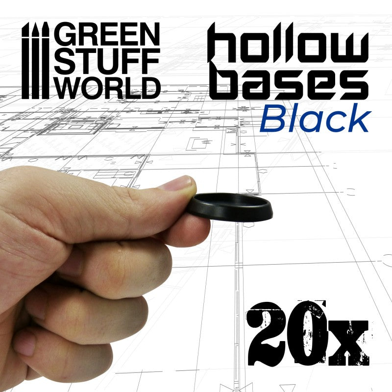 10901 - Plastic Round Hollow Base BLACK 32 mm x20