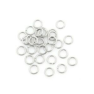 304 Stainless Steel Silver Open Jump Rings (7x0,8mm) (10 pieces)