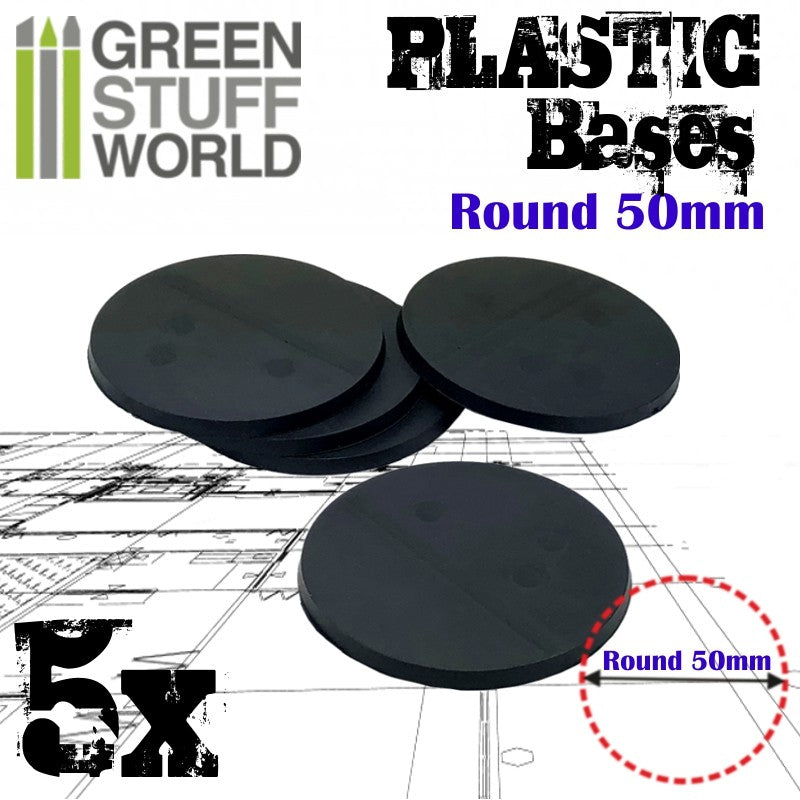 9824 - Plastic Round Base 50 mm (Black) Pack of 5