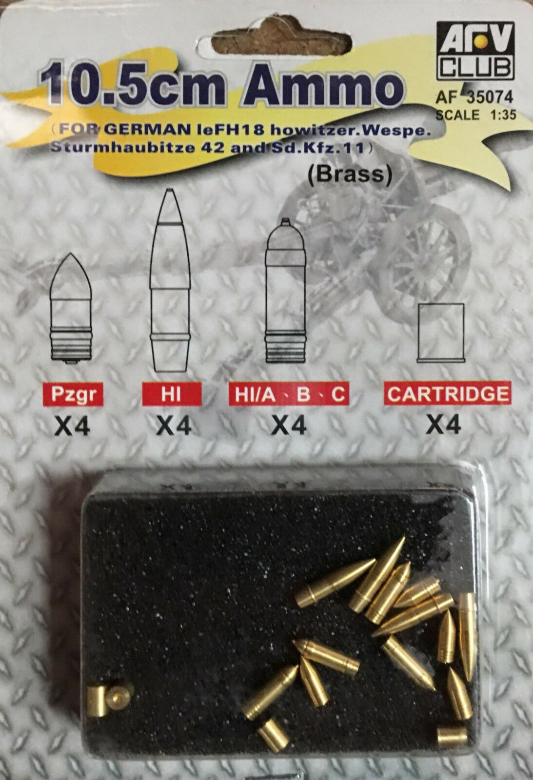 AF35074 -German 10.5cm Ammo For Howitzer, Wespe, Sturmhaubitze 42 & Sd.Kfz. 11 (Brass)