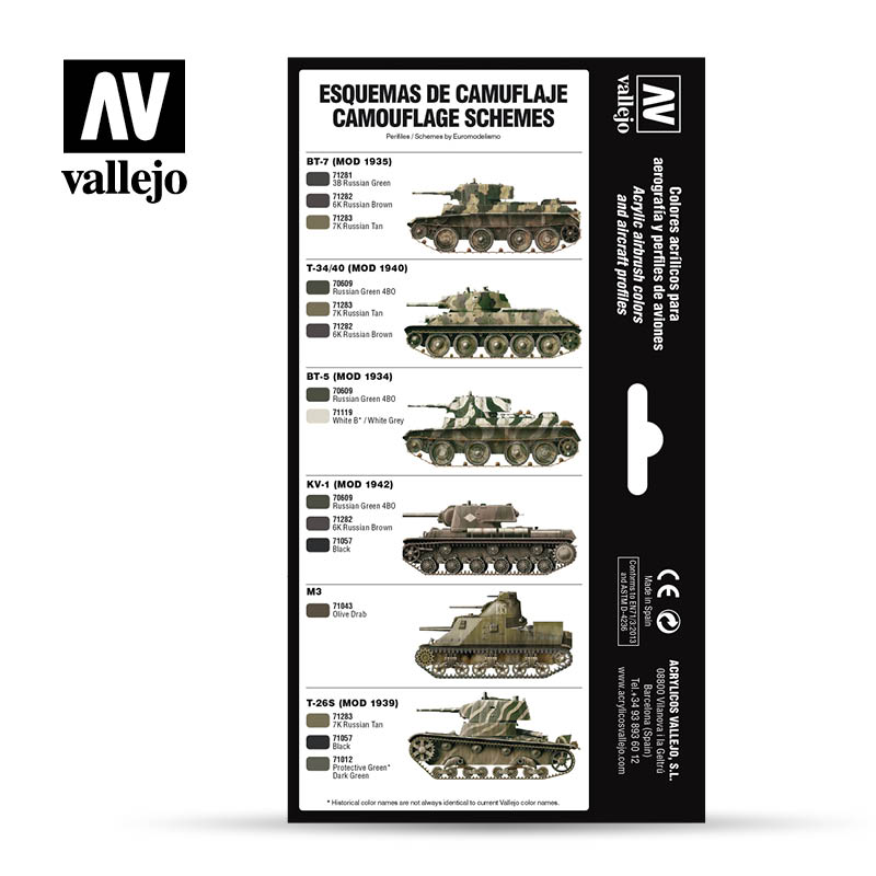 71.188 Soviet WWII Camo Colors (8) - Vallejo Model Air Set