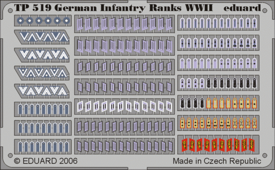 TP519 - 1/35 Photo Etched German Infantry Ranks WWII