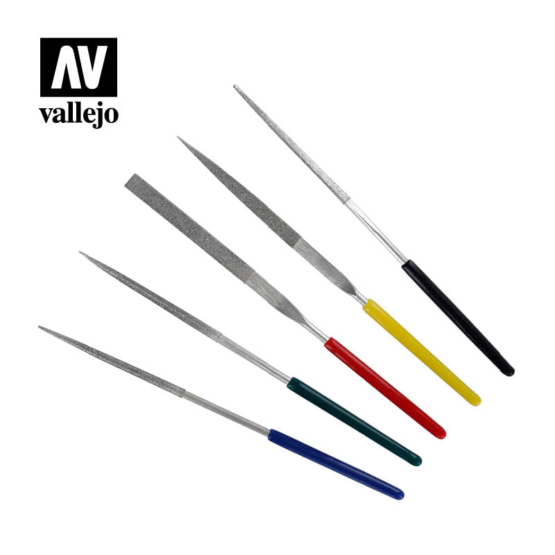 T03004 - 5 Pieces Diamond File Set 100 mm  - Vallejo Tools