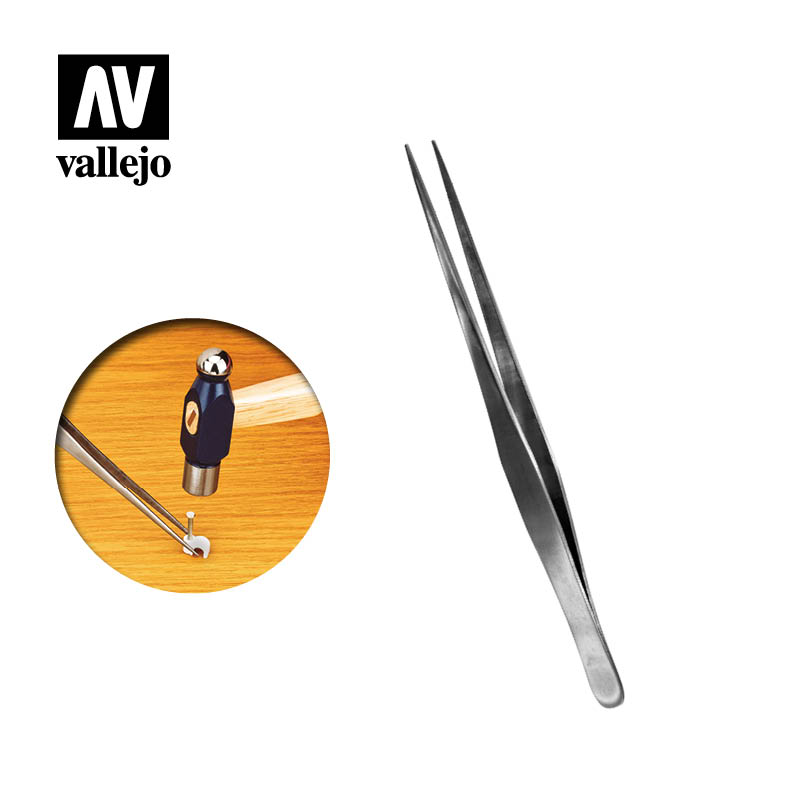 T12008 - Straight Tip Stainless Steel Tweezers - Vallejo Tools