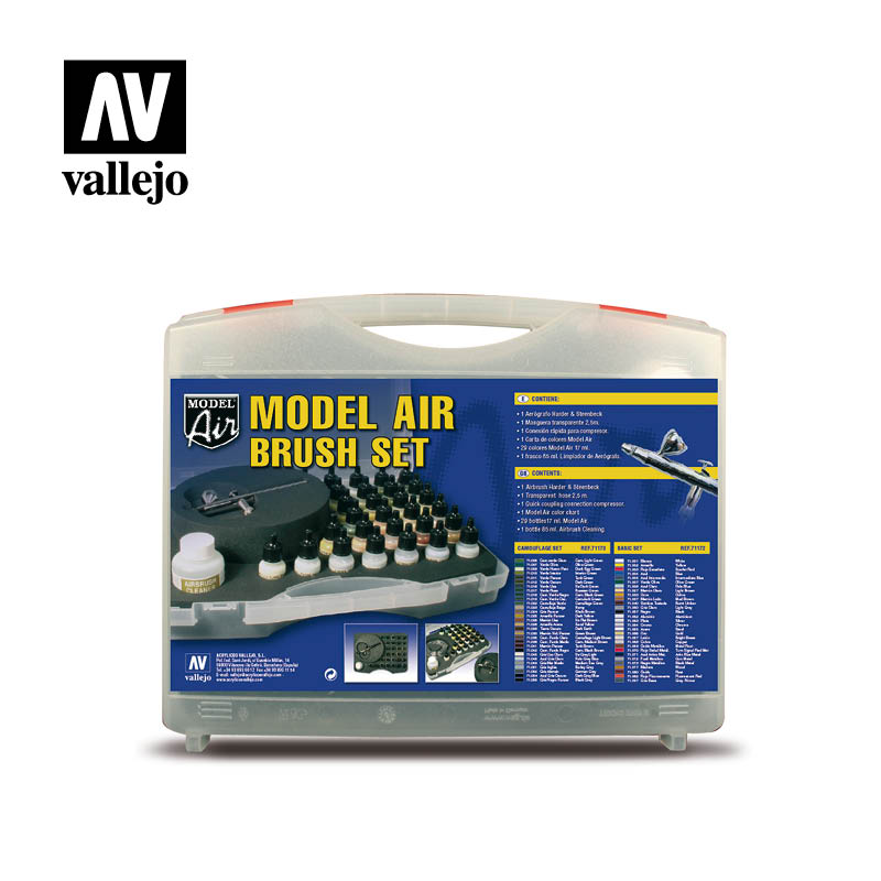 71.173 Model Air Camouflage Colors (29) with Airbrush - Vallejo AV Color Case
