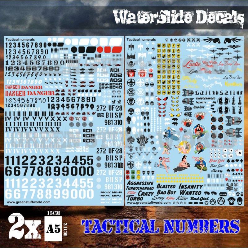 2040 -  Tactical Numbers - Water Slide Decals