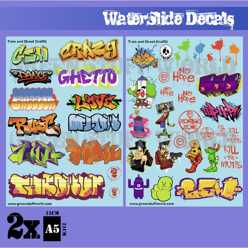 2007 - Train & Street Graffiti Mixed Colors - Water Slide Decals