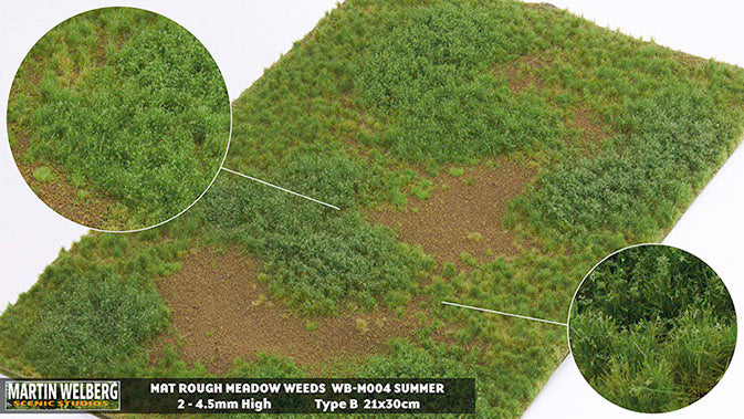 WB-M004 - Grass Mat - Rough Meadow Weeds Summer B - Martin Welberg Scenic Studios