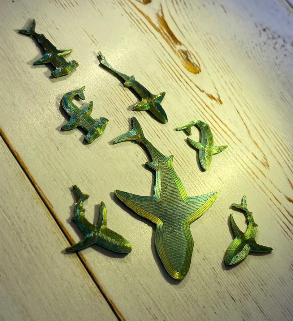 3D Gizmo's - Mini Sharks Silhouettes (7 sharks) - LIMITED EDITION