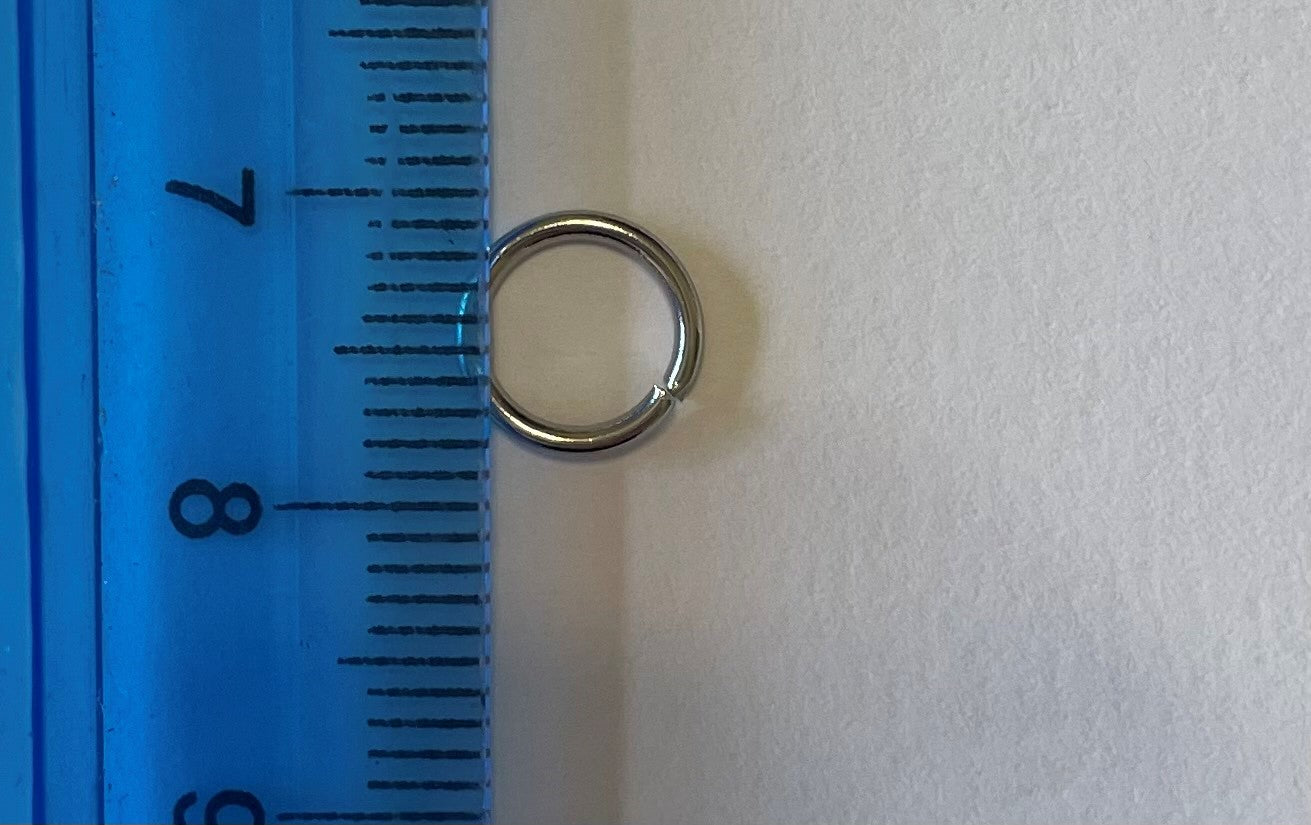 304 Stainless Steel Silver 18 Gauge Open Jump Rings (8x1mm) (10pieces)