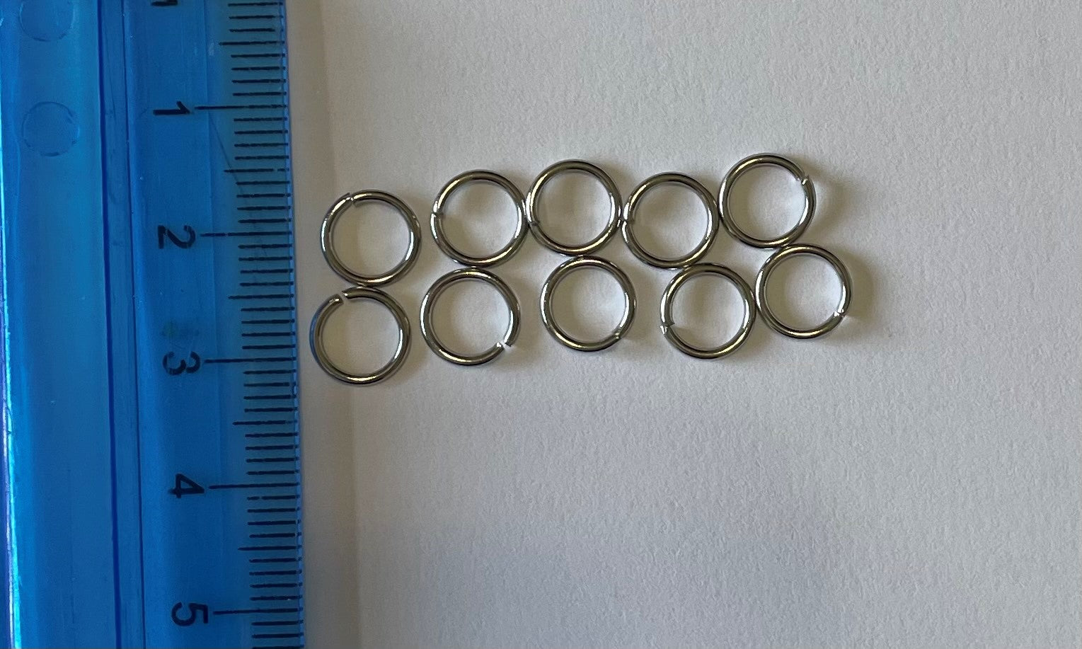 304 Stainless Steel Silver 18 Gauge Open Jump Rings (8x1mm) (10pieces)