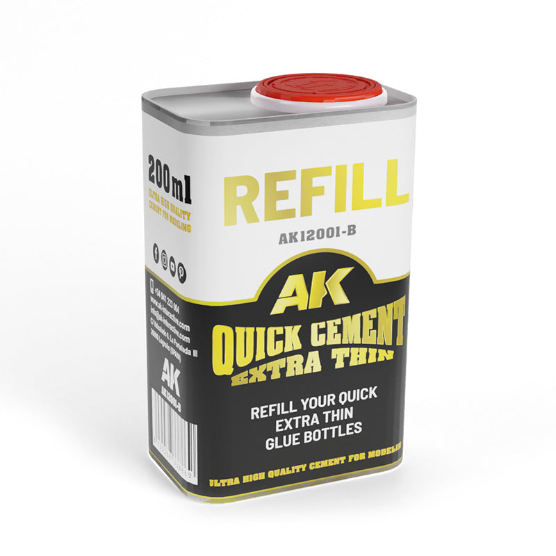 AK12001-B - 200 ML. REFILL – QUICK CEMENT EXTRA THIN (GLUE)