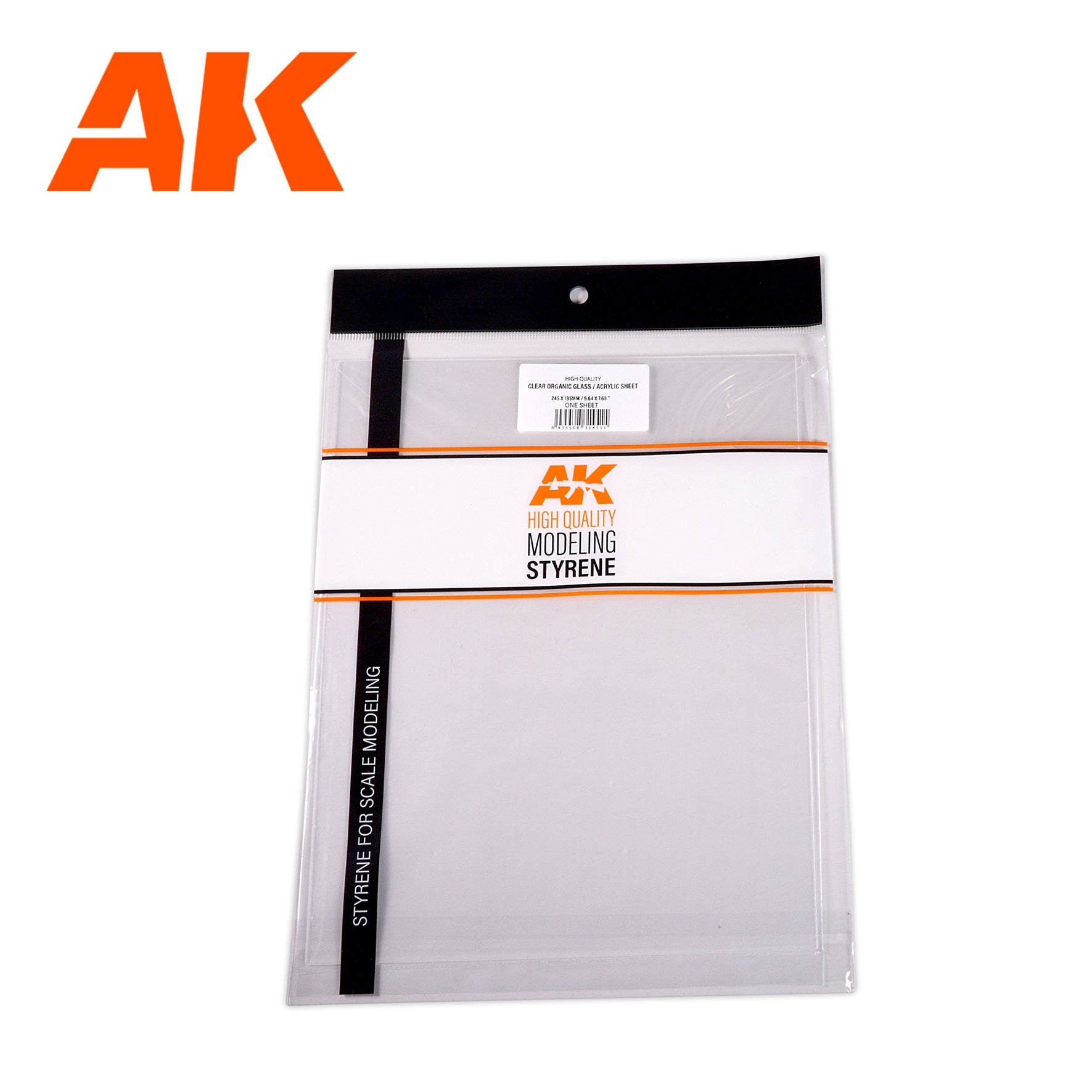 AK6585 - Clear Organic Glass/ Acrylic sheet - 0,20mm/0.008 thickness - 245 x 195mm