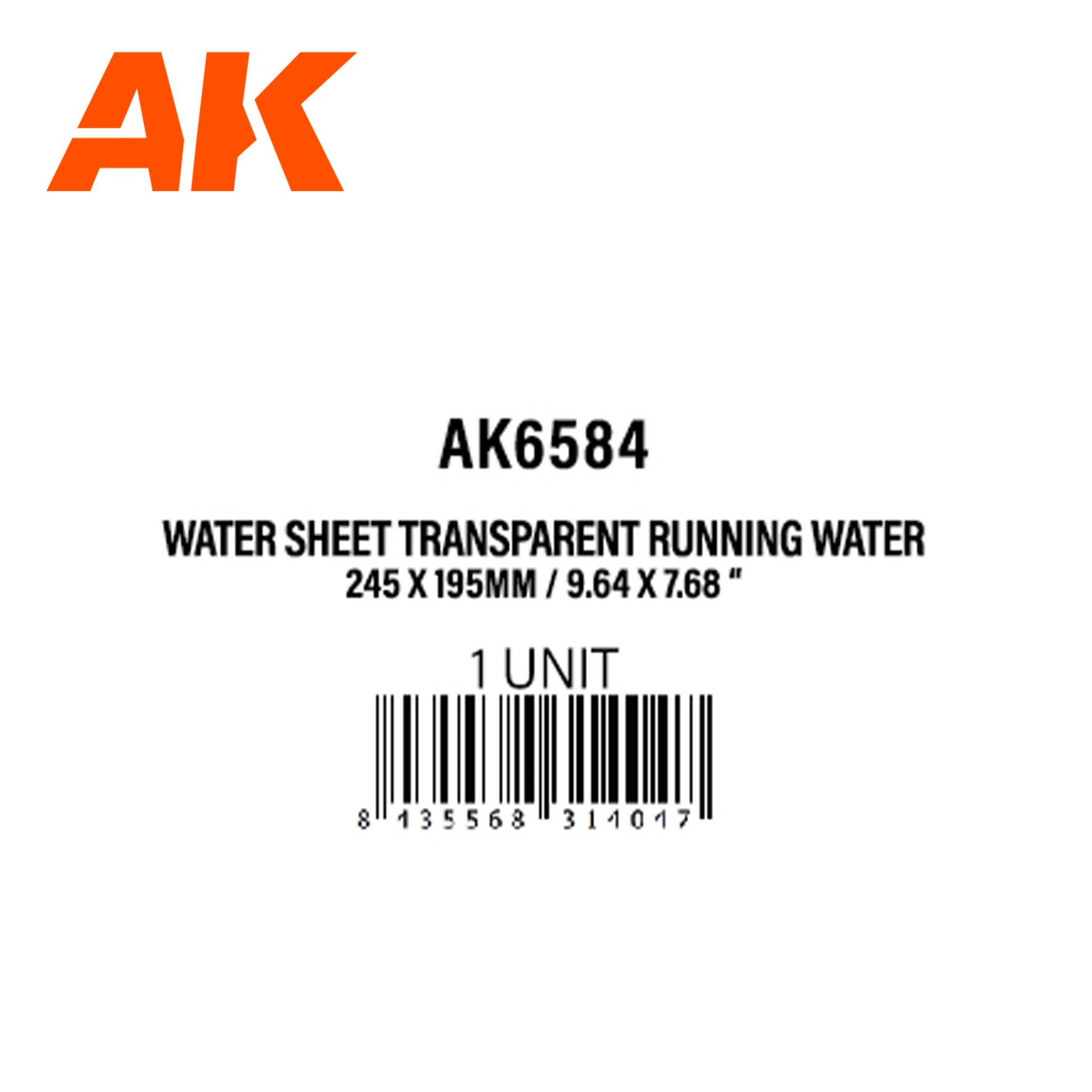 AK6584 - Water Sheet Transparent RUNNING WATER - 245 x 195mm