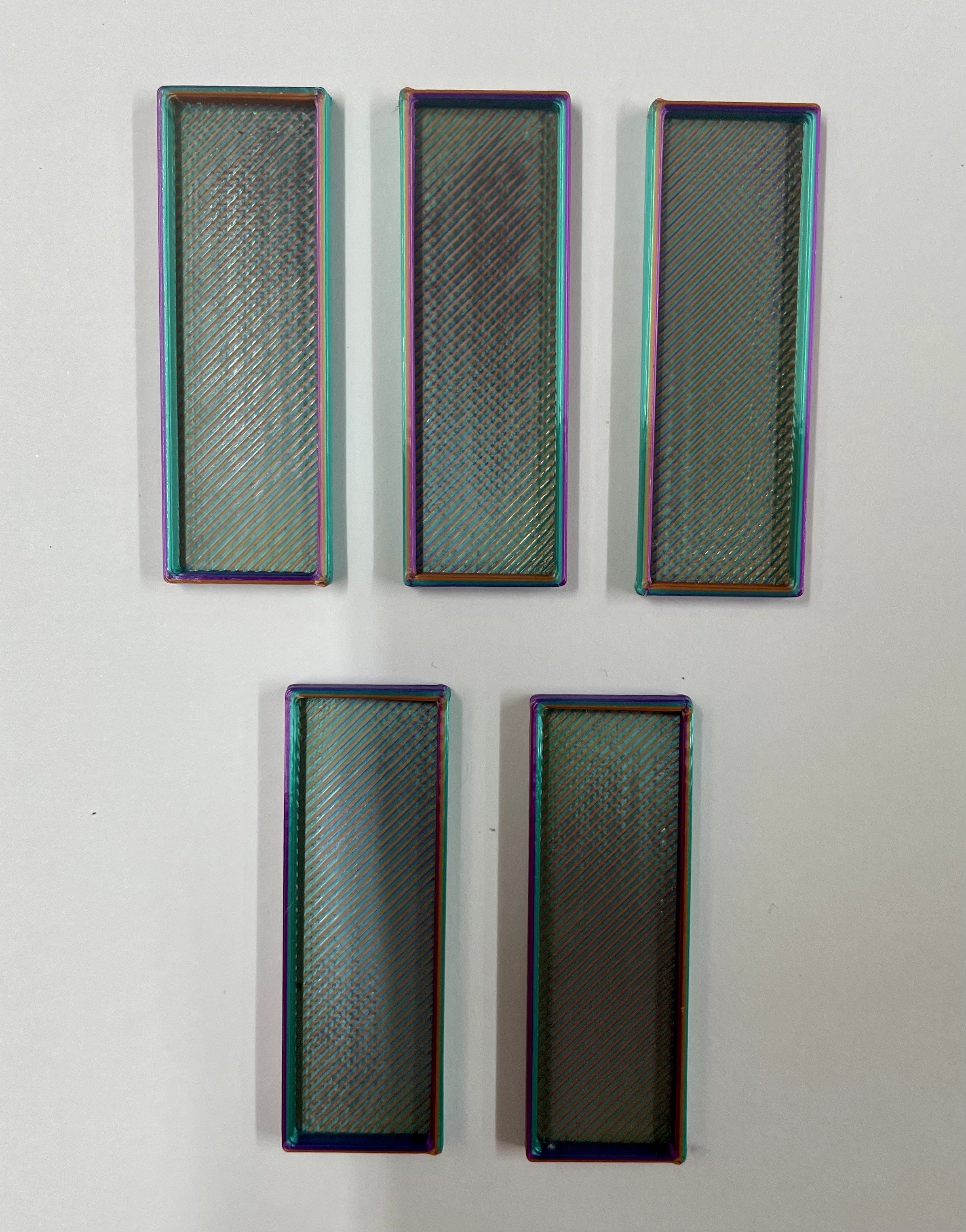 3D Gizmo's - Colorshift - Purple -  Blue  - Gold -(5 x Rectangle Small Bezel)
