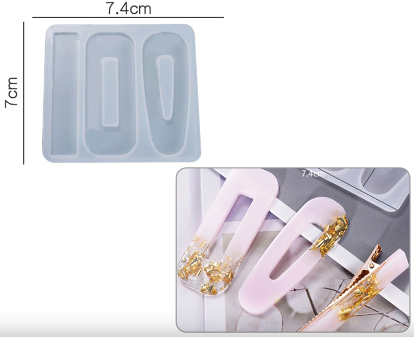 C053 - 3 Piece Hair Clip Set  Mould - 7.4 CM X 7 CM