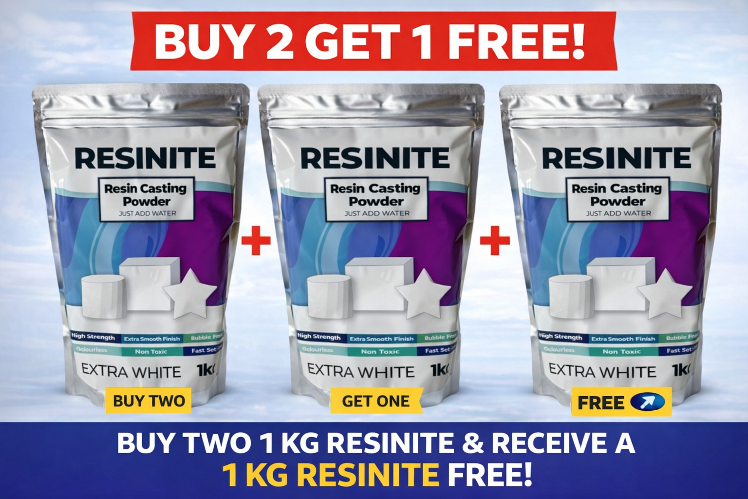Resinite SUPER SALE SPECIAL! Purchase Two x  1kg Resinite and receive 1kg for free!
