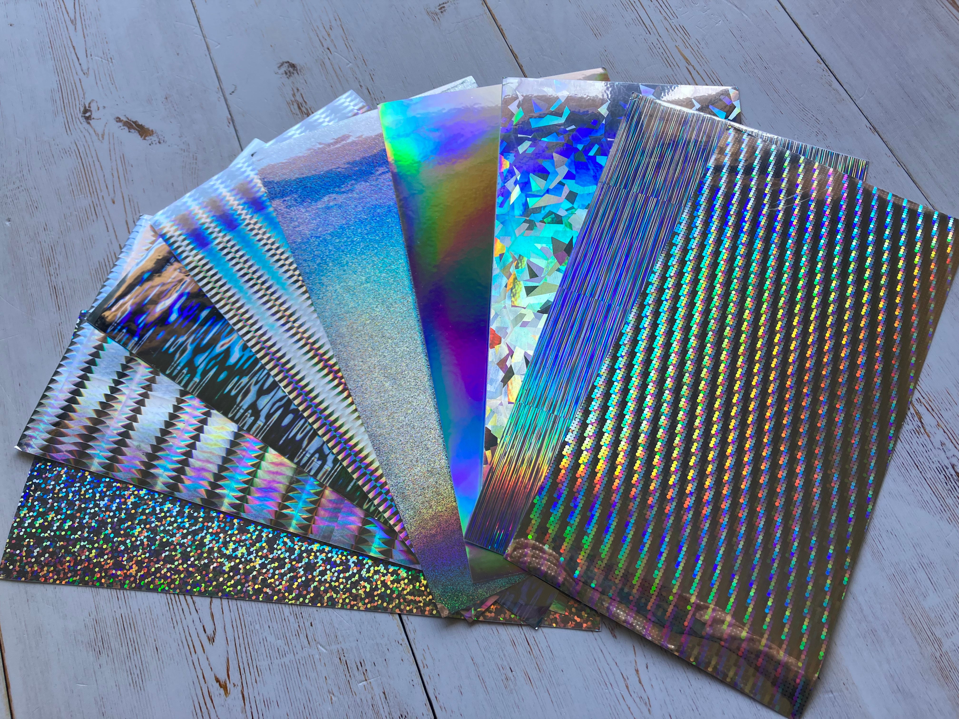 9 Pieces of Holographic Vinyl Sheets 20 cm x 10 cm x 0.2mm