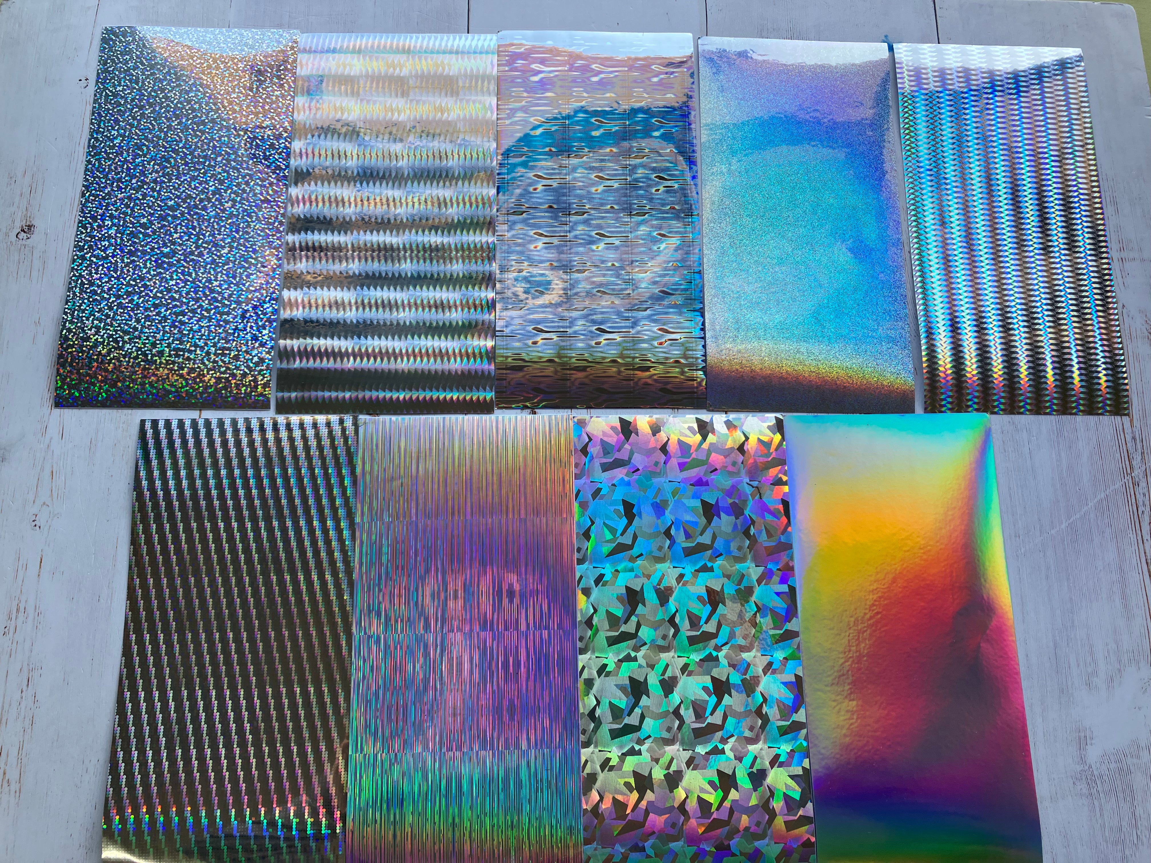 9 Pieces of Holographic Vinyl Sheets 20 cm x 10 cm x 0.2mm