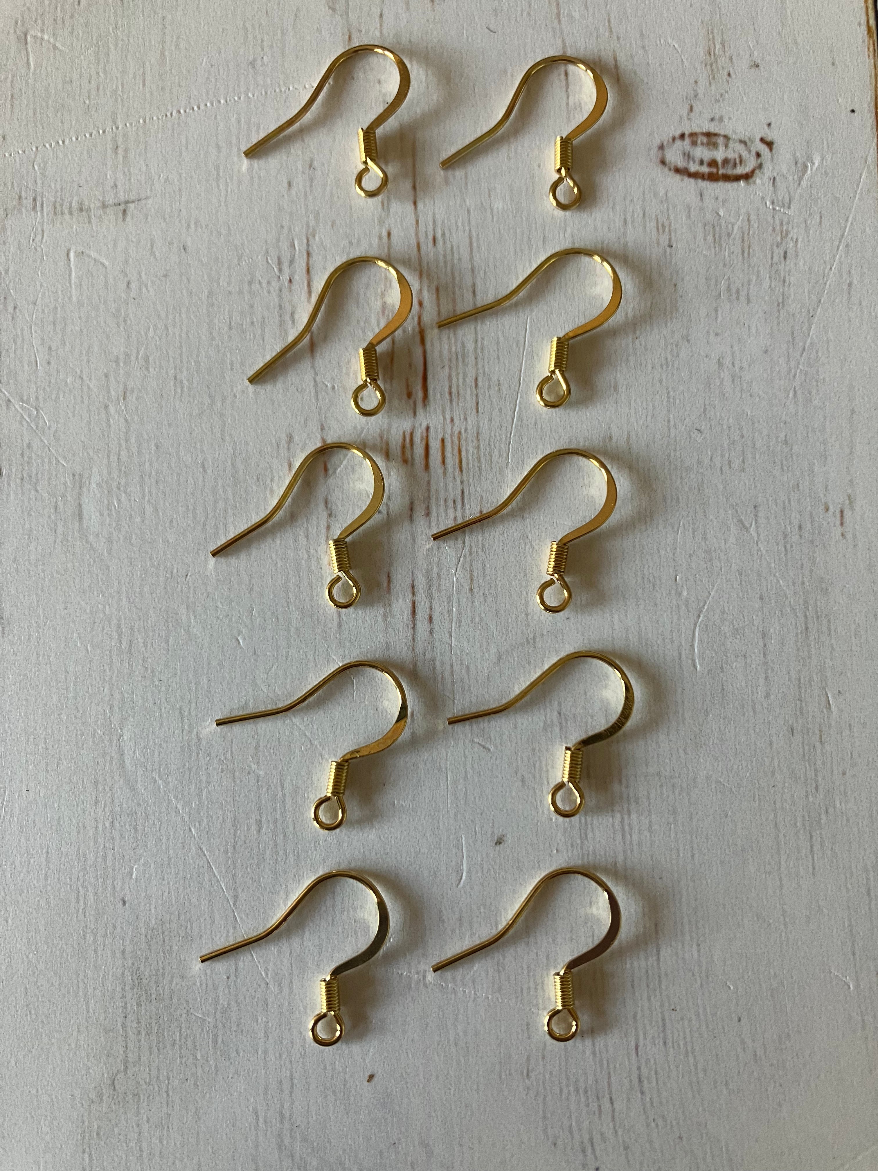 304 Surgical Stainless Steel 18K Gold Plated - Golden French Earring Hooks (5 PAIRS)